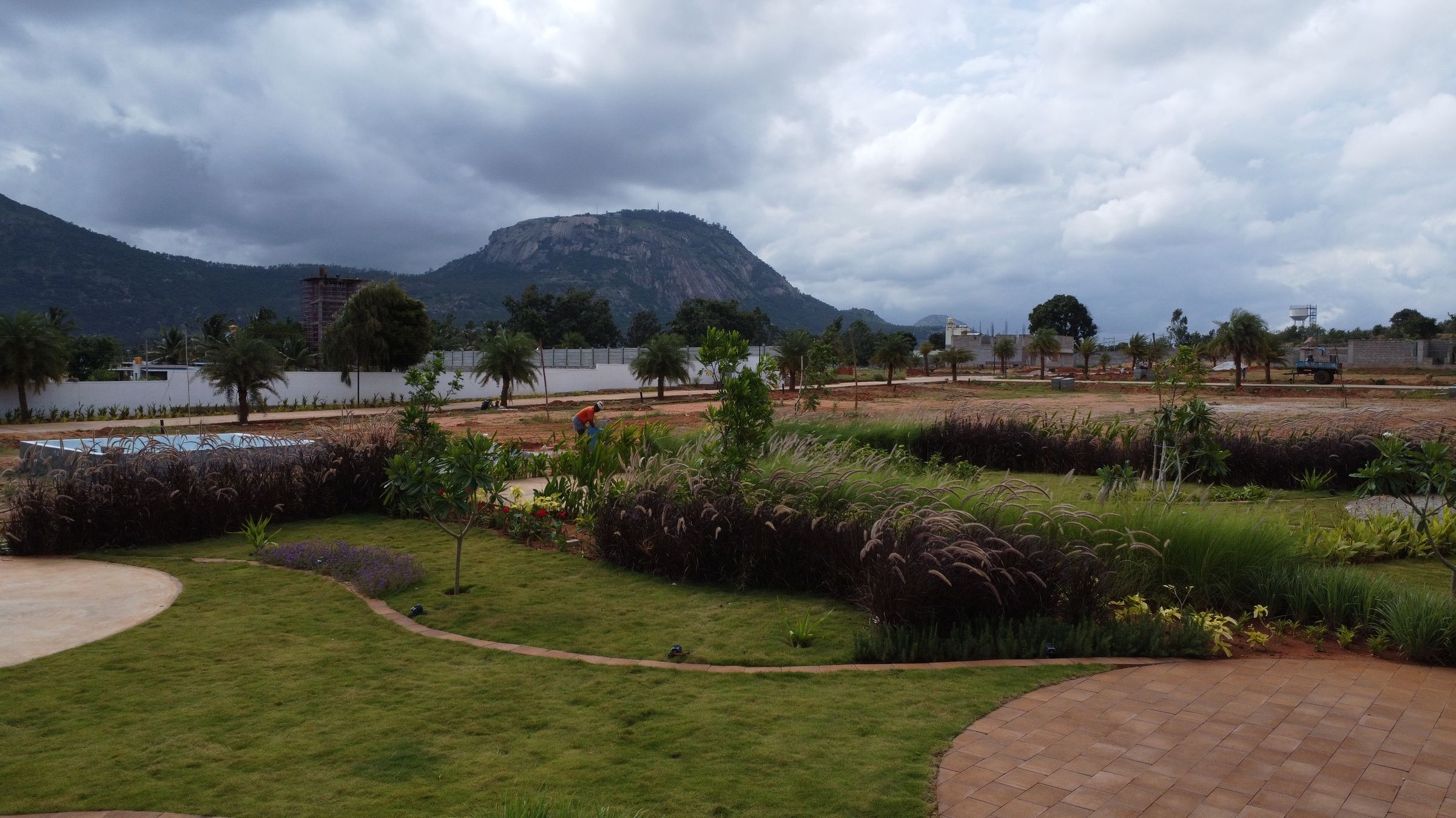 Landscaped gardens at Montira beneath Nandi Hills